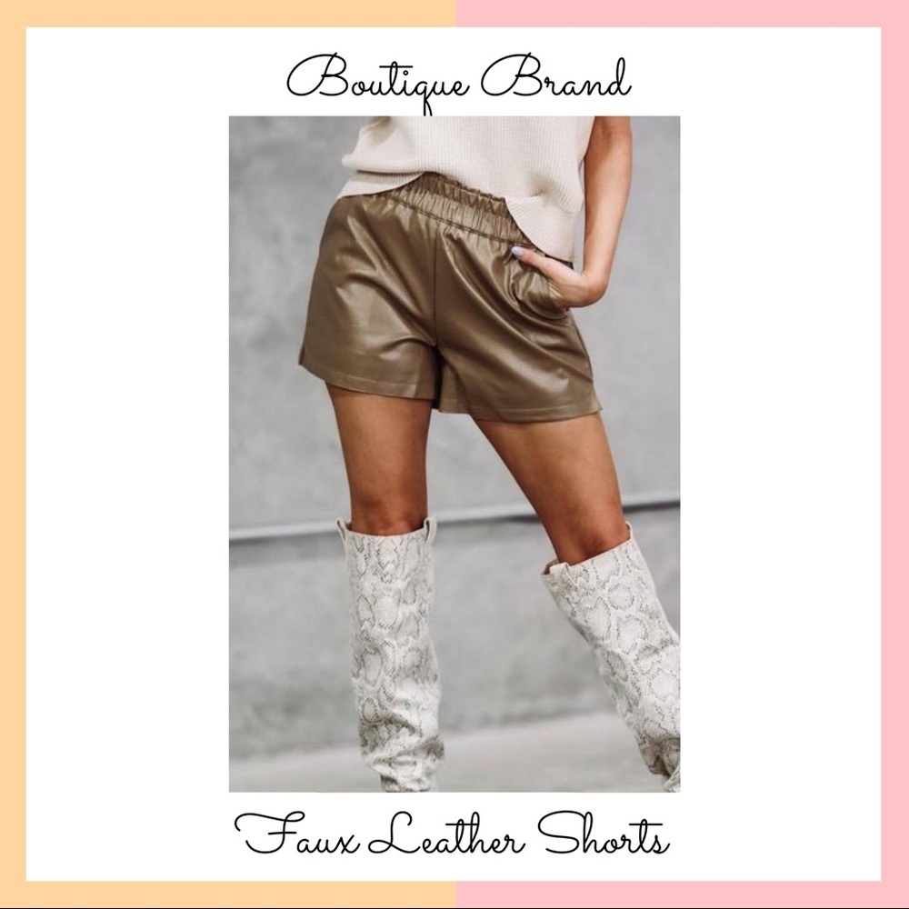 Tan Faux Leather Shorts